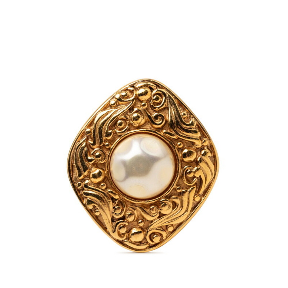 CHANEL Gold Pearl Brooch